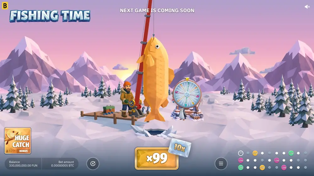 Huge Catch bonusspel med gul fisk