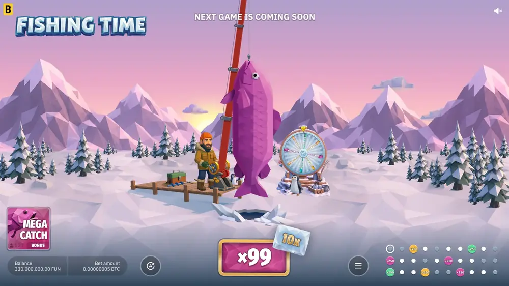 Mega Catch bonusspel med violett fisk