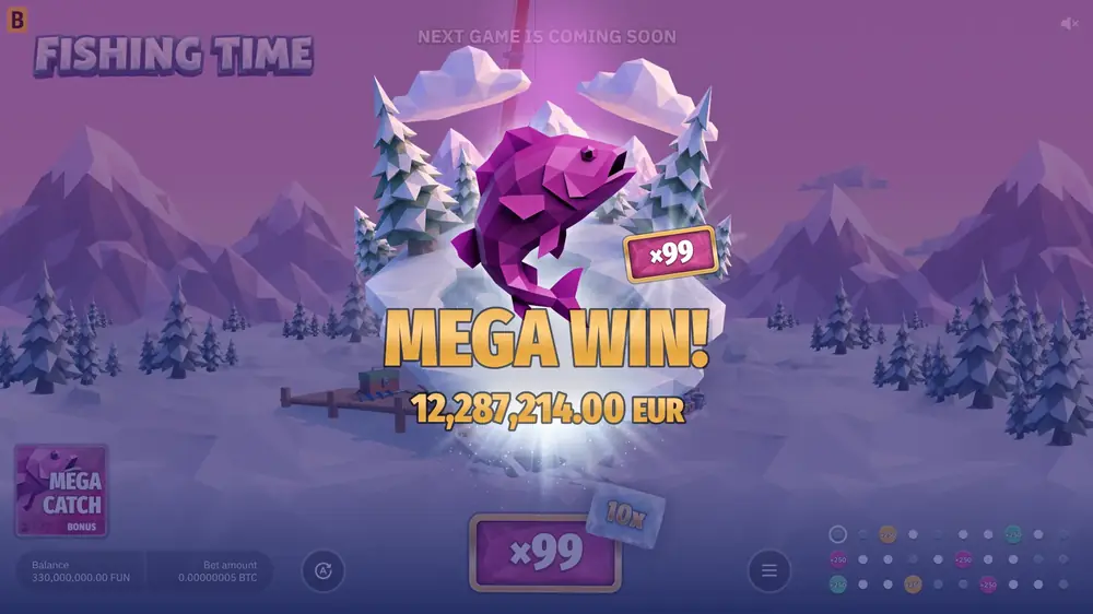 Mega Win-skärm i Fishing Time