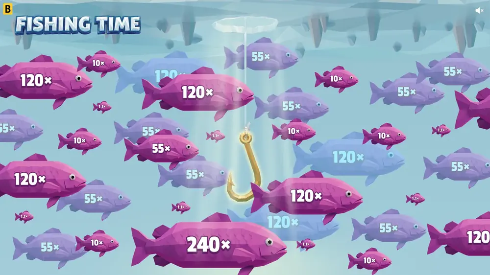 Violett fisk under isen i Fishing Time
